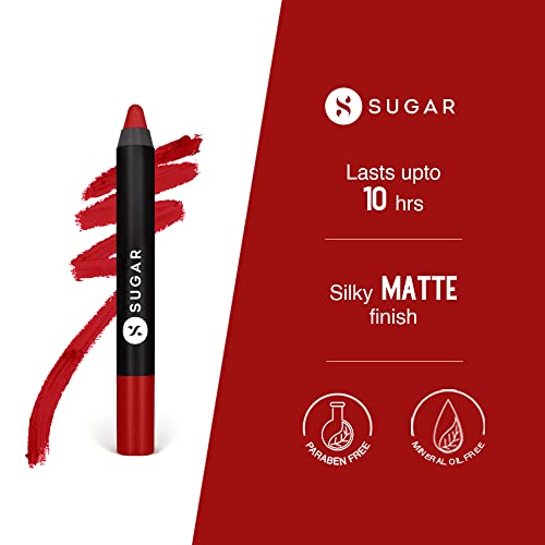 SUGAR Cosmetics Matte As Hell Crayon Lipstick30 Lillian Rose (Magenta) with SharpenerHighly pigmented, Creamy Texture, Long lasting Matte Finish