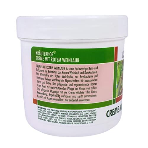 Krauterhof Horse Chestnut & Red Vine Cream for Varicose Veins, Aching Legs - 250ml, All Skin Types