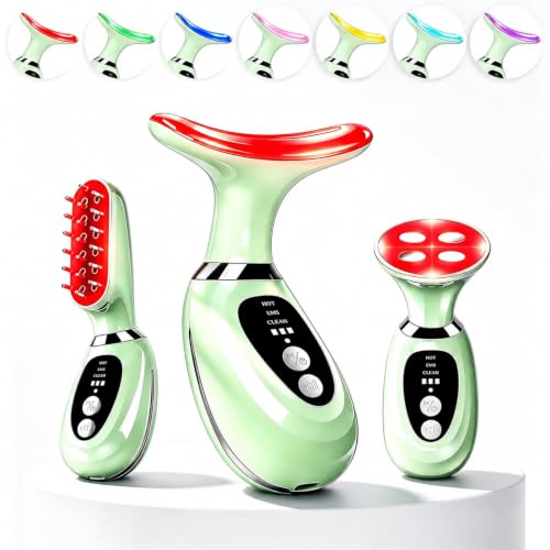 3-in-1 Facial Massager with LED Light & Heating for Face, Neck, Scalp