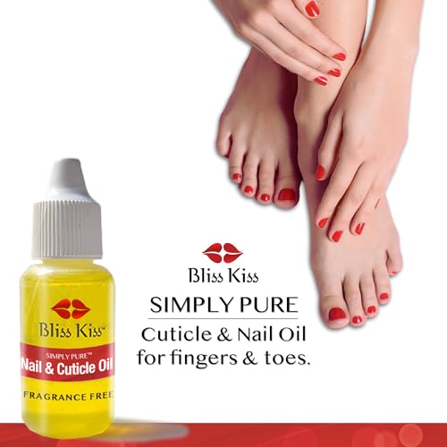 Bliss Kiss Simply Pure Nail & Cuticle Oil - Fragrance Free Dropper 0.5 oz