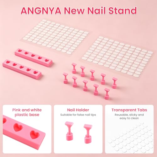 ANGNYA Non-Magnetic Nail Stand for Press-On Nails with 200 Tapes