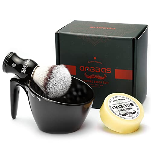 Anbbas Faux Badger Bristles Shaving Brush with Food-Grade Melamine POP Mug for Lathering and 3.5oz Shaving Soap Refill for Men Wet Shave,Women Girls Hair Removal