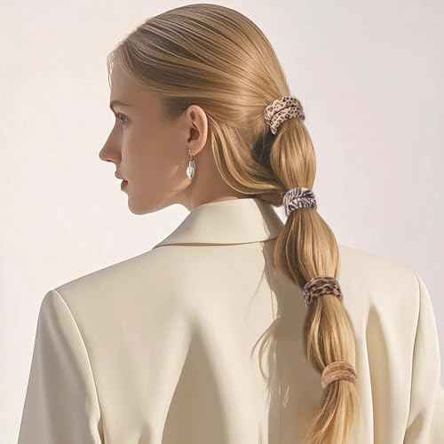 Bessrung 100PCS Seamless Elastic Hair Ties for Women Girls, No Damage Ponytail Holders for Thin Thick Hair, Leopard Animal Print Hair Bands for Women's Hair, Hair Accessories for Girls Christmas Gift