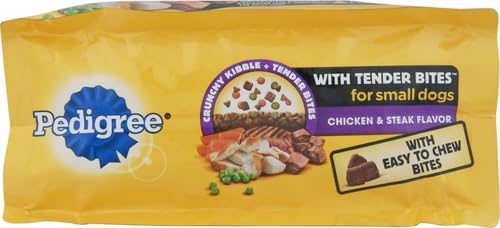 Pedigree With Tender Bites for Small Dogs Adult Dry Dog Food, Chicken and Steak Flavor, 3.5 lb. Bag