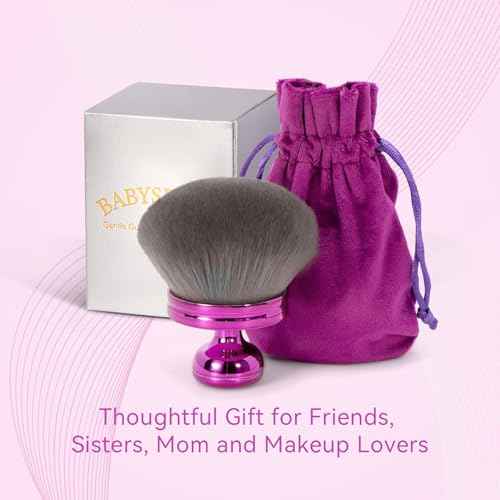 Blend & Blur Extra Large Body Makeup Brush for Self Tanner,Leg Makeup & Bronzer Self Tan Applicator, 3.2inch Wide Round Head Kabuki Brush For Application with Drawstring Bag (Purple)