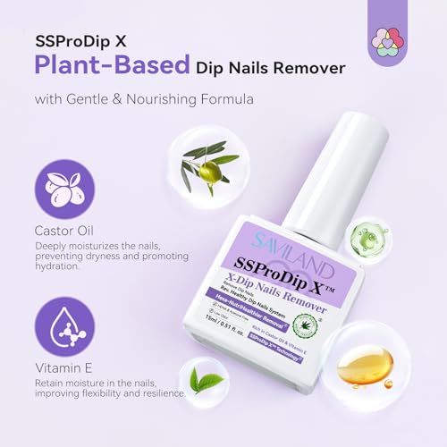 SAVILAND Gentle Dip Powder Remover Kit with Scraper & File - 15ml