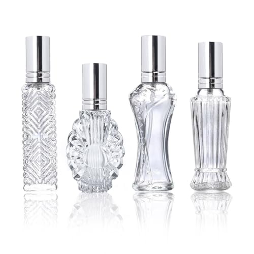 Vintage Glass Perfume Bottles Refillable Spray Set of 4
