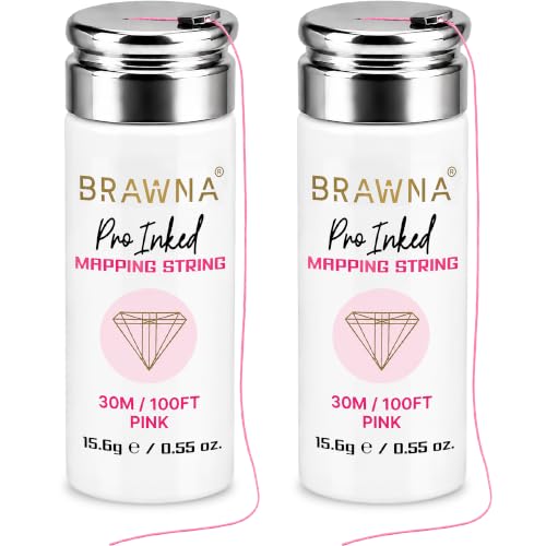 BRAWNA Pink Mapping String for Eyebrow Measuring 2-Count (Pink, Pack of 2) - Pre-Inked Brow Mapping Tool