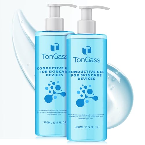 TonGass Conductive Gel for Microcurrent & LED Facial Devices, Hydrating Smooth Glide Gel with Hyaluronic Acid & Collagen Peptides, Lightweight Non-Sticky Skincare Gels for Device Use - 2 Pack