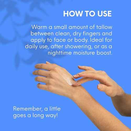 Mellow Moo'd Unscented Whipped Grass Fed Beef Tallow - Face + Body Cream - Tallow Moisturizer for Sensitive Skin - Natural Body Butter Lotion XTRA Large 9 FL OZ - Made In USA