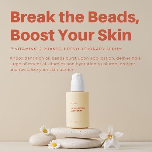 Luminous Elixir Dual Serum for Face with 5% of Vita 7 Complex, Hyaluronic Acid, Vitamin K3 & CoQ10 Sea buckthorn oil, Hydrating & Skin Barrier Repair Anti-Redness Vegan Korean Skincare 50ml