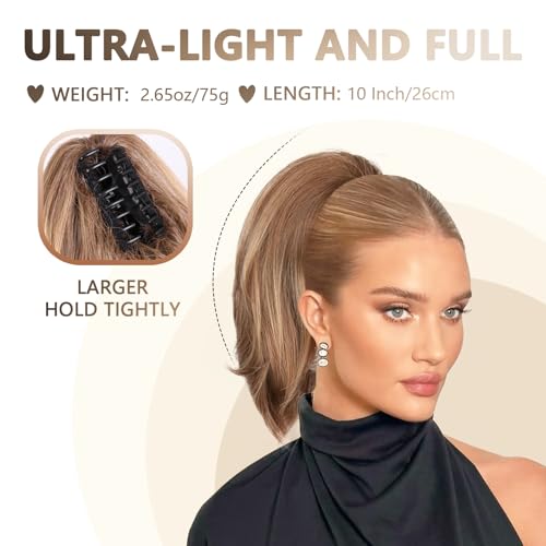 Clip-In Ponytail Extension 10" - Dark Blonde Highlights