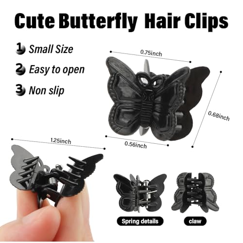 60PCS Mini Black Butterfly Hair Clips with Storage Box - Y2K Accessories