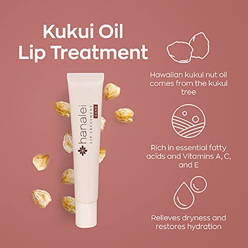 Hanalei Sugar Lip Scrub and Lip Treatment (Sand) Bundle, Made with Raw Cane Sugar and Real Hawaiian Kukui Nut Oil (Cruelty free, Paraben free)