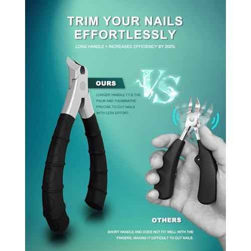 22MM Wide Jaw Toe Nail Clippers for Thick Nails,Podiatrist Ingrown Toenail Tool for Seniors,Professional Heavy Duty Nail Trimmer Cutter for Men,Ergonomic Antl-Slip Handle (Black)