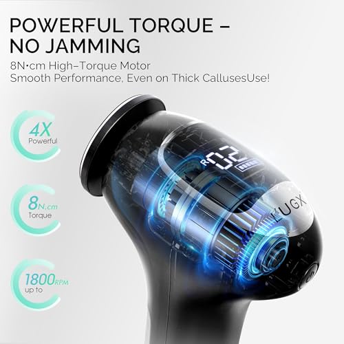 L'UGX Electric Callus Remover for Feet –Powerful 8N·cm Torque