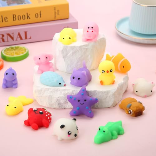 30 Pack Kawaii Squishies Toys, 1-2" Mini Mochi Animals
