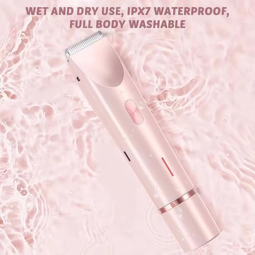 Bikini Trimmer for Women, 2 in 1 Electric Razors for Women - Double Head, Rechargeable, IPX7 Waterproof, Pain-Free Hair Removal for Facial, Body & Sensitive Areas with Ceramic Blades, Cordless