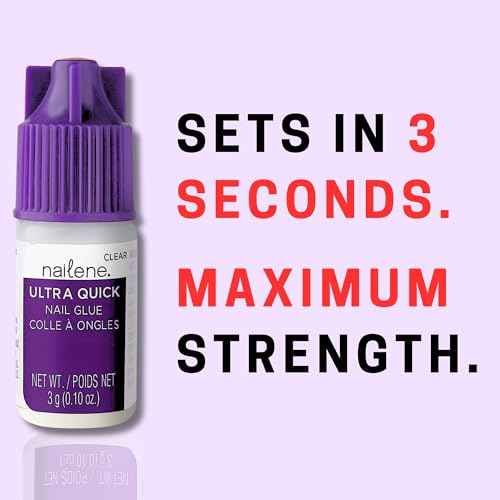 Nailene Ultra Quick Nail Glue - Durable, Easy to Apply False Nail Glue ? Repairs Natural Nails ? Quick-Drying Nail Adhesive Lasts Up to 7 Days - 3 g/0.10 oz - 6 Pack