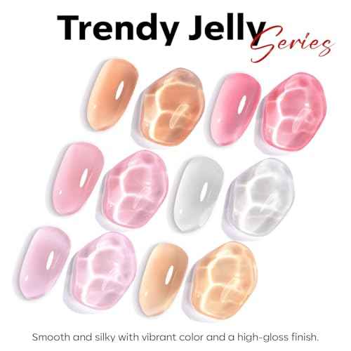 modelones Red Gel Nail Polish Jelly Translucent Gel Polish Neutral Sheer Nails Soak Off LED Nail Lamp Manicure Salon Gift 15 ML