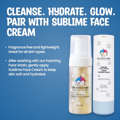 Natural and Organic Foaming Face Wash for Kids and Tweens, Soap and Fragrance Free Tear-Free Cleanser for Sensitive Skin with Botanical Extracts, Aloe, and Glycerin, 4 oz