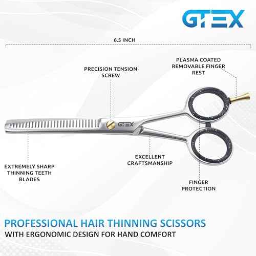 Thinning Shears for Hair Cutting GTEX 6.5in Thinning Scissors Professional Barber¡¯s Texturizing Shears for Salon & Home Use - High Carbon Stainless Steel Texture Blending Hair Thinning Shears