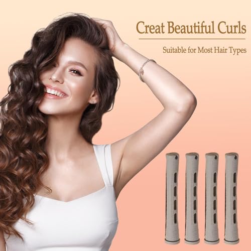 SHEHARUHI Gray 1.5cm Hair Perm Rods 60pcs Curlers with Steel Pintail for Styling