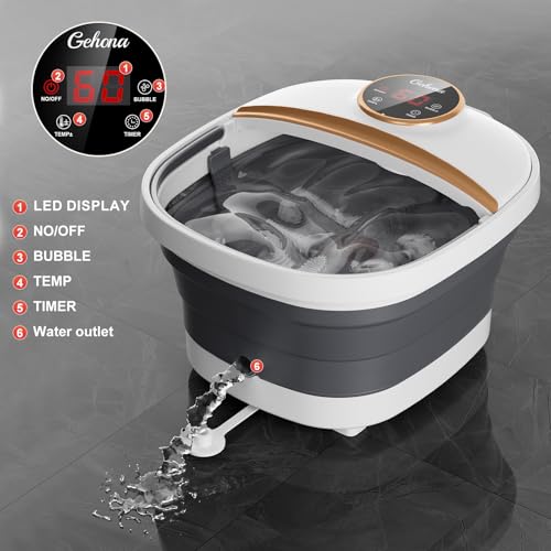 GEHONA Collapsible Foot Spa Bath with Heat & Massage