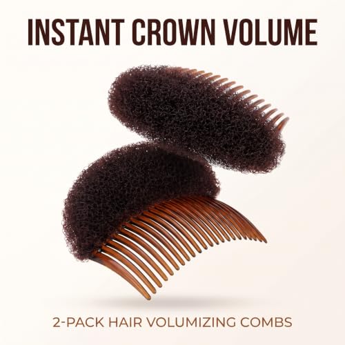 Brown Hair Bun Maker Kit - 2pc Sponge Foam Inserts with Clips for Braids & Updos