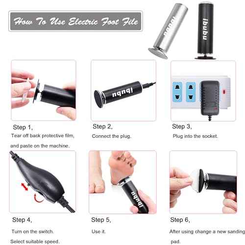 Electric Feet Callus Remover Professional Powerful Foot File Pedicure Grinder Sanders with 60PCS Replacement Sandpaper Discs Heel Scraper for Dead Dry Crack Skin Calluses Speed Adjustable Black