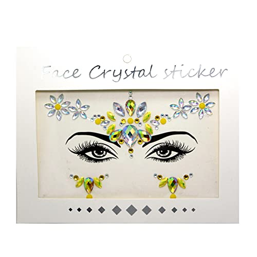 Face Jewels Rhinestone Stickers Set - 6 Sheets Festival & Halloween