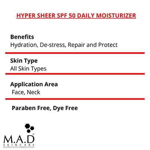 M.A.D Skincare Hyper Sheer SPF 50 Daily Moisturizer 1.7 oz.