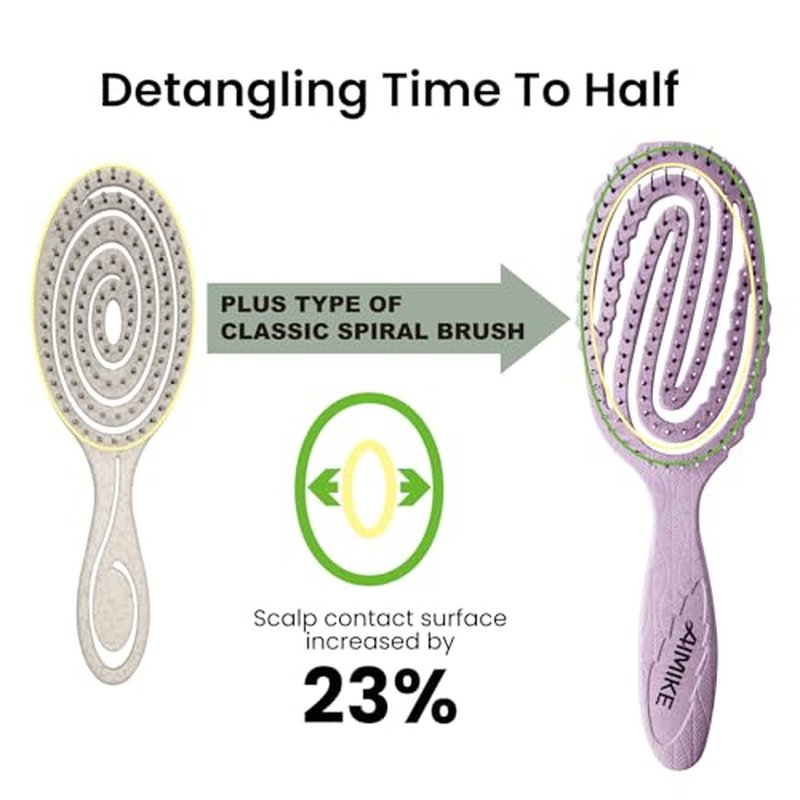 AIMIKE Hemp-Relax Detangler Hair Brush - Eco-Friendly Vented Brush for All Hair Types