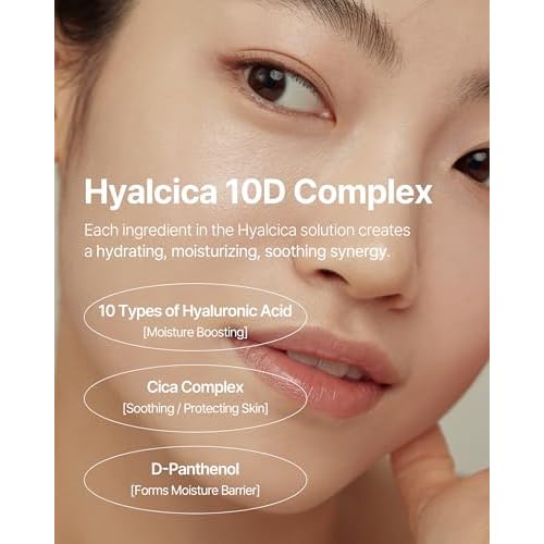 Hyalcica Total Moisture 10D Toner - Vegan Moisturizing Soothing Korean Face Toner with 10 Hyaluronic Acid and CICA - Low pH Face Toning Water - Derma Tested, 16.9 fl.oz.