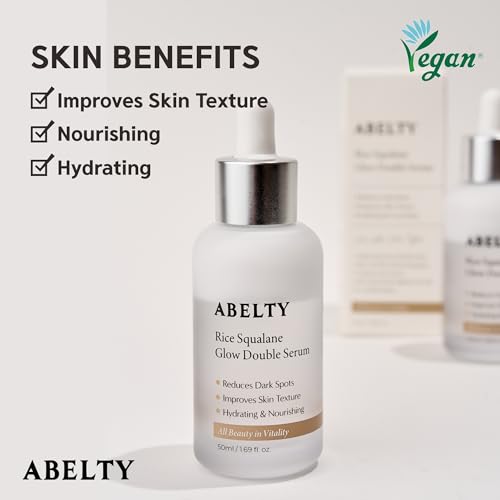Rice Squalane Glow Double Serum ? Korean Hydrating Serum with Olive Squalane 5%, Rice Extract ? Glass Skin, Anti-Pigmentation, Even Skin Tone, 50ml / 1.69 Fl.oz