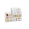 MOOCHI White 3 Pieces Makeup Organizers, glass, Skin Care Organizer, Drawers,Brush Organizer,Countertop Cosmetics Storage Display Case
