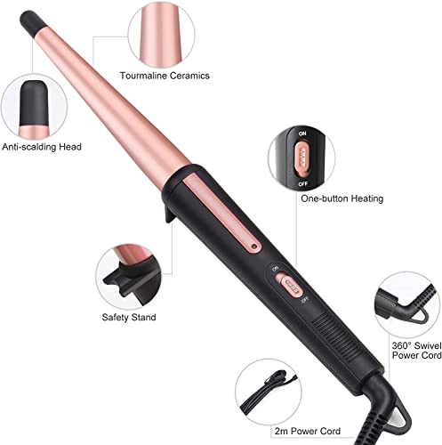 JAETON Ceramic Curling Wand 0.5-1" Tapered Barrel, 210°C
