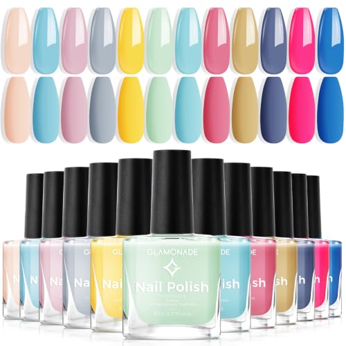 Glamonade 12-Color Pastel Nail Polish Set for Summer Manicures