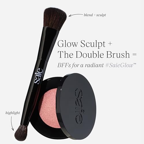 Saie Glow Sculpt Multi-Use Cream Highlighting Blush - Lightweight, Moisturizing Face Makeup Formula With Hyaluronic Acid + Micropearl for a Radiant, Lifted Glow - Peachglow (.02 oz)