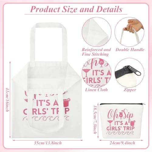 8 Pcs Women's Trip Bags Girls Weekend Gifts 4 Makeup Bag Girls Trip Gifts 4 Weekend Tote Bag Travel Favors for Women Summer Cosmetic Zipper Pouch Wedding Birthday Bachelorette Party