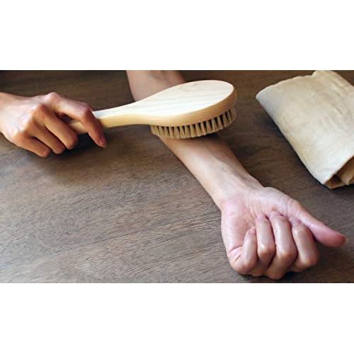IPPINKA Japanese Body Brush for Dry Brushing, Exfoliation, Medium Handle