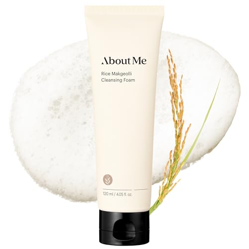 About Me Rice Makgeolli Cleansing Foam - Low pH Fermented Rice Face Wash for Sensitive Skin, Galactomyces & Centella, Bran Water Base, Non-Stripping Foaming Cleanser, Fragrance Free, 4.06 fl oz