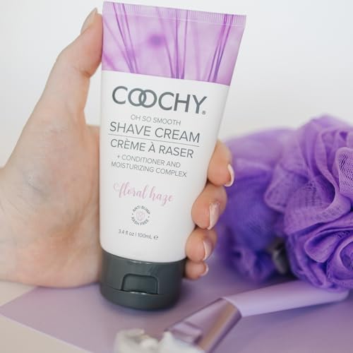 Coochy Moisturizing Shave Cream with Floral Haze - Gentle Intimate Lotion, 3.4 oz - Rash-Free, Hydrating Formula for Bikini, Underarms & Legs - Pack of 1