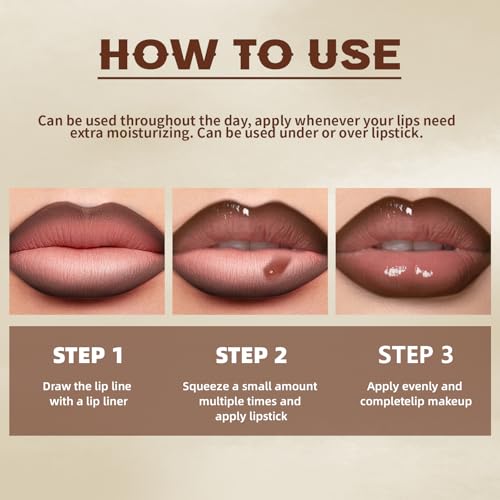 2 Colors Lip Liner with Lip Gloss Set, Moisturizing Light Brown Lip Pencil Dark Brown Lip Liner and Lip Gloss Combo, Long Lasting Glossy Lip Stain Lipstick Lip Care Makeup
