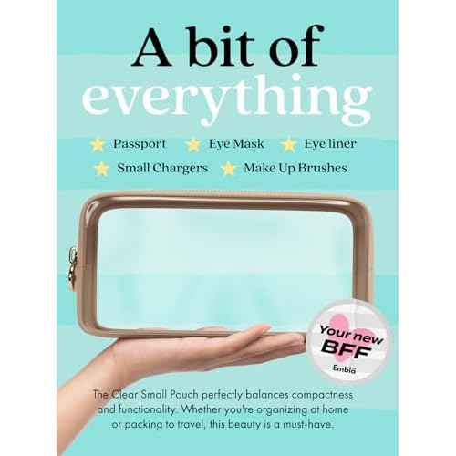 Clear Makeup Bag Zipper Pouch, Transparent Cosmetic Case Organizer, TSA Approved Travel Toiletry Case, Travel Accessories Essentials Makeup Tote for Women, Small Cute Make up Bag for Purse - Sand