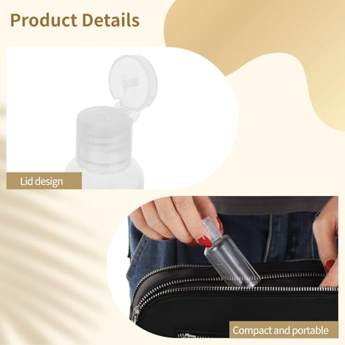 Lnrueg 200 PCS 1OZ Travel Bottles with Flip Cap - 30 ml Clear Plastic Travel Size Containers, Portable Leak Proof Squeeze Bottles Refillable Empty Cosmetic Containers for Liquid Shampoo Lotion, Clear
