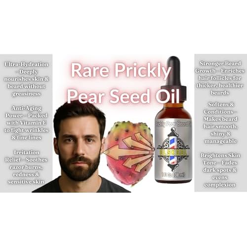 Olskool Beard & Face Oil for Men with Prickly Pear, Jojoba, Argan & More ? Premium Beard Care ? Deep Hydration & Beard Conditioning ? Premium Beard Oil for Growth & Skin Care ? Made in the USA 1oz