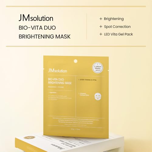 JMsolution Bio Vita Duo Brightening Mask ? Vitamin C + E Hydrogel Mask for Dull Skin ? Dark Spot Correcting & Radiance Boosting ? Clinically Proven (4 Sheets)