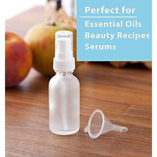 JUVITUS 2 oz Frosted Clear Glass Boston Round White Treatment Pump Bottle + Funnel (12 pack)