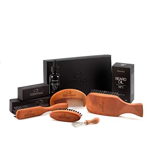 ZilberHaar Major Hair & Beard Brush for Men - Boar Bristles and Pearwood - All Beard and Hair Types - Made in Europe - Stiff Bristles